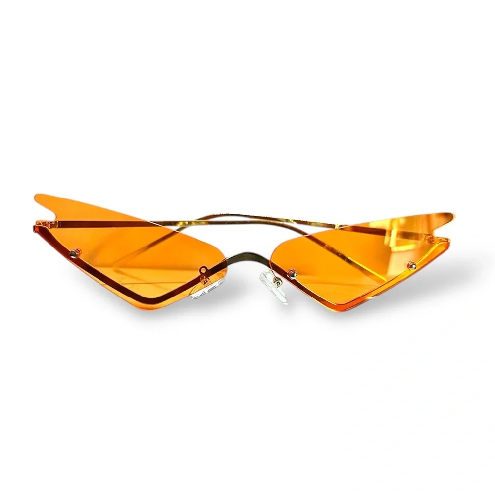 Trendy Y2K Orange Gold Cat Eye Retro Vintage Festival Coachella Sunglasses Beach